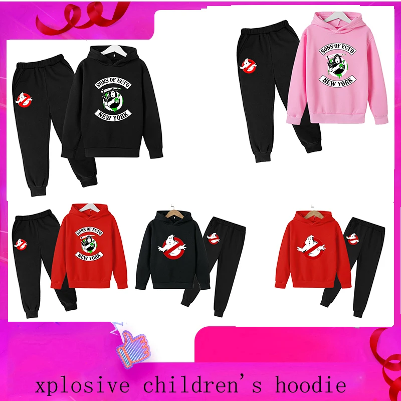 

Children's cotton 4-14 years ghostbusters sweatshirt boys and girls suit autumn and spring toddler girls children's sportswear