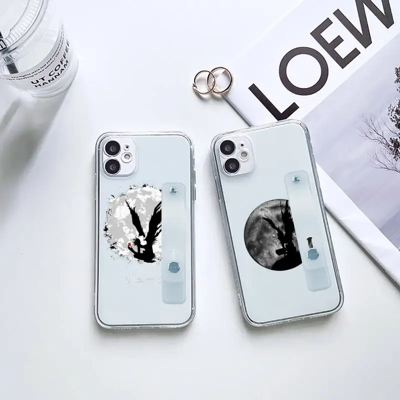 

rem and misa death note Phone Case Wrist Strap For iPhone 7 8 11 12 X XS XR MINI Pro Max Plus Hand Band Transparent Clear