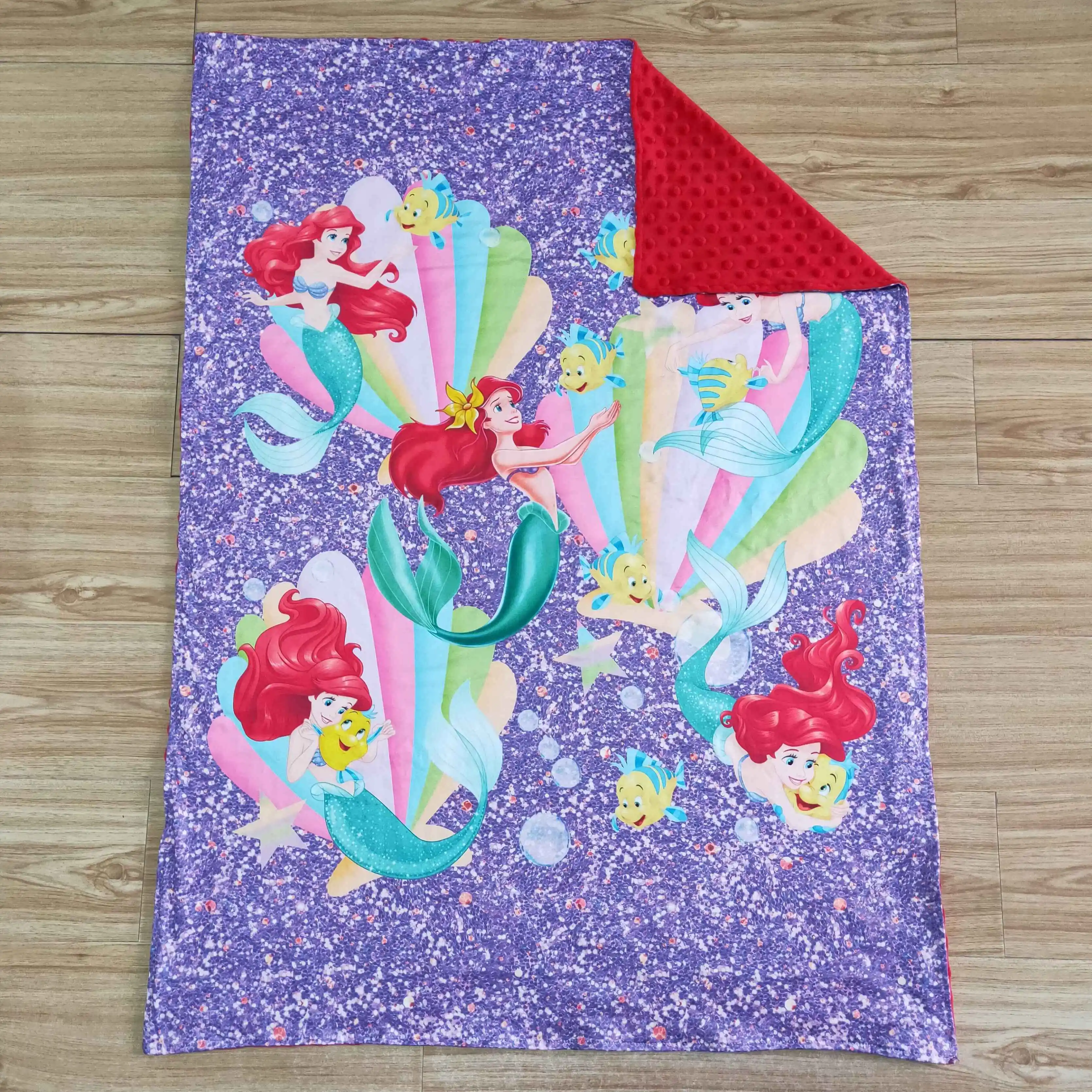 

Purple Mermaid Cartoon Baby Blankets Soft Cloth 29*43 Inch