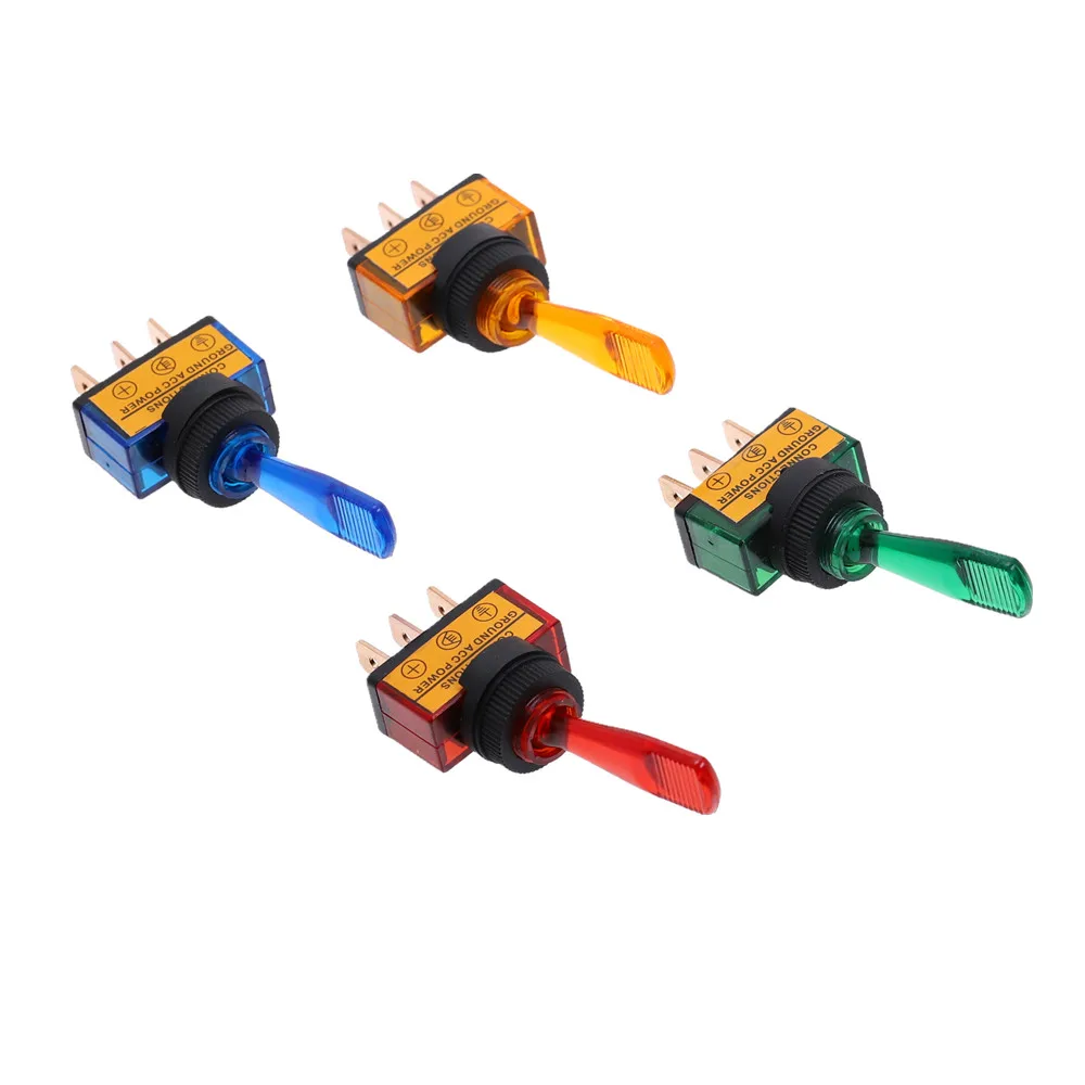 Автомобильный тумблер 3 контактный ВКЛ ВЫКЛ с лампой 12 В 20 А светодиодный