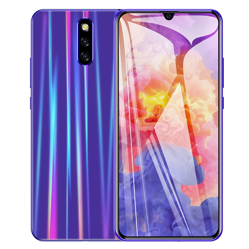 Разблокированный 6," дюймовый экран капли воды Android смартфон Лицо ID смарт мобильный телефон Google Play БЕСПЛАТНО 3,5 мм наушники подарок - Цвет: blue