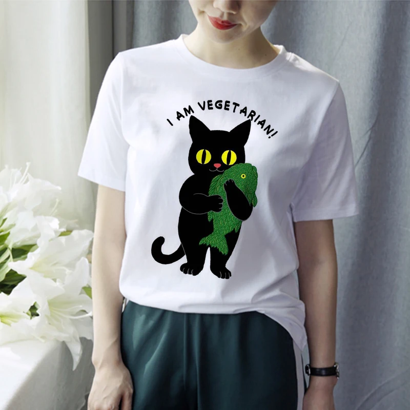 

T Shirt Women I Am Vegetarian Woman Tshirts Harajuku Fashion Short Sleeve Tees T-shirts Summer Funny Kawaii Clothes New Hot Tops