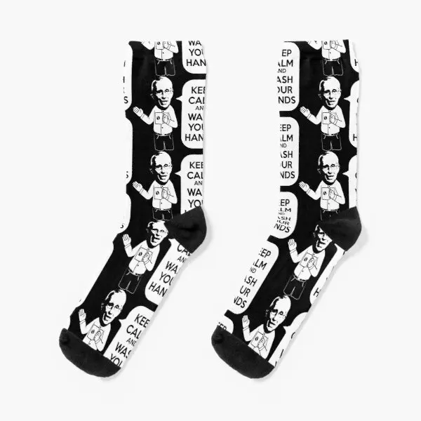 

Dr Fauci Keep Calm Wash Your Hands D Crew Socks Funny Breathable Unisex Autumn Cartoon Cotton Girls Cute Black Ladies Pattern