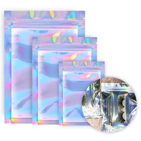 50100200pcs iridescent zip lock bag storage bag xmas gift packaging holographic laser translucent packaging bag pouch