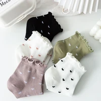 socks women set spring harajuku style korean fashion soft girl pure cotton love cute calcetines happy gift ruffle breathable