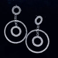 fashion luxury lady all rhinestone earrings shining crystal round earrings earrings banquet party jewelry accessories wholesale