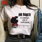 Футболка женская с надписью PA Mafalda Or Quiero Cafe, милый Графический Топ в стиле Харадзюку, одежда для женщин, 2021