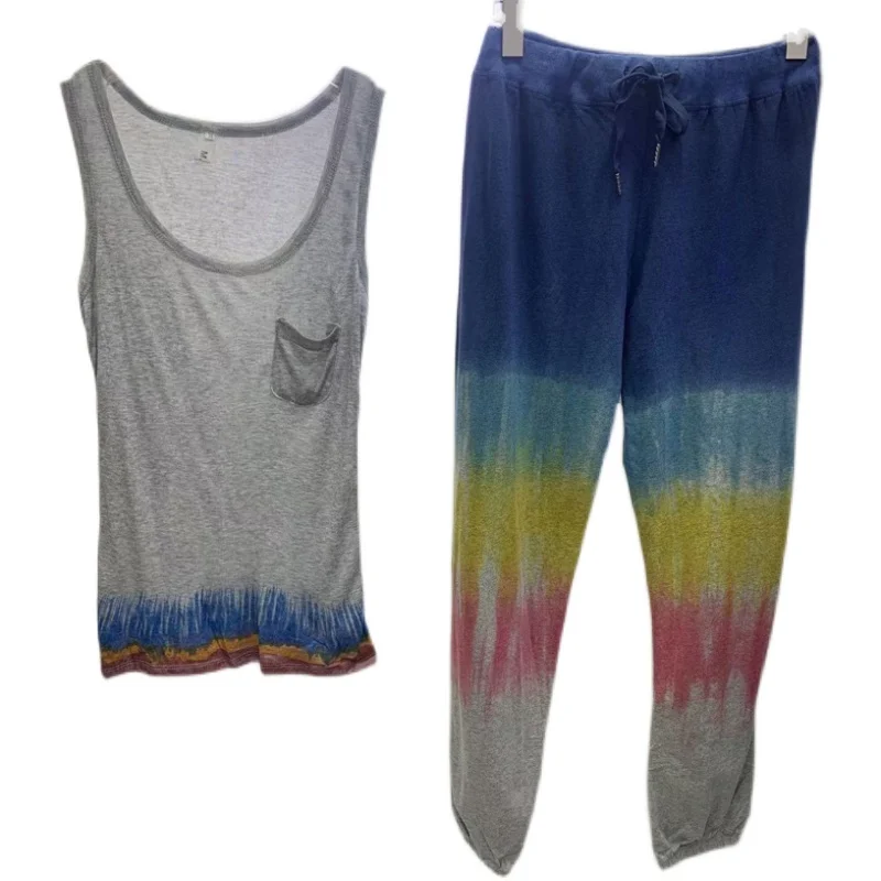 

Women Tie Dye Gradient Set 2021 Summer Women Sleeveless Vest + Casual Pants Women Fashionable Set Z745
