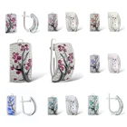 Женские серьги-гвоздики с фианитами, серьги в форме цветка сливы, ветки цветка, Листьев, растений, Ювелирное Украшение