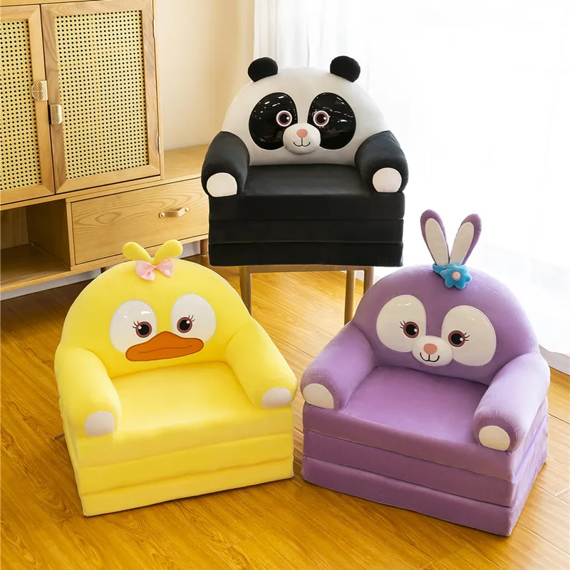 

Lazy sofa baby chair cartoon crown folding sofa plush toy creative back child chair birthday gift Four-layer Washable Folding