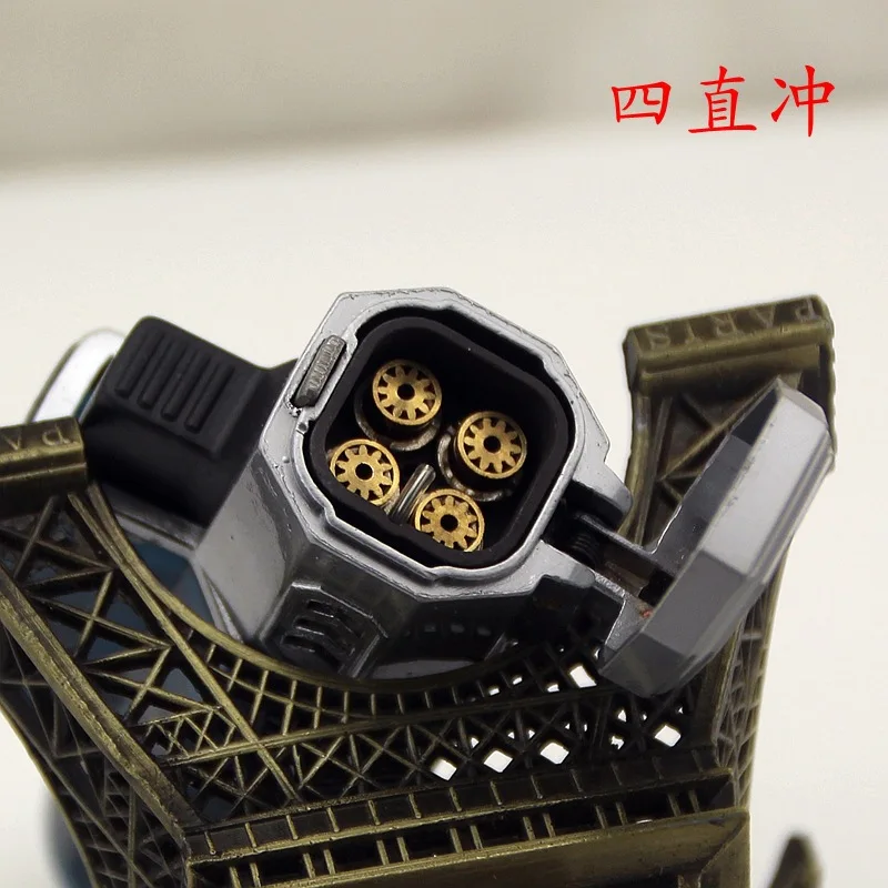 Новый стиль три фонарь газовые зажигалки с бутаном резак для сигар ветрозащитная