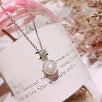 wholesale s925 sterling silver necklace fresh water pearl pendent fine jewelry chain fahsion accessories lady