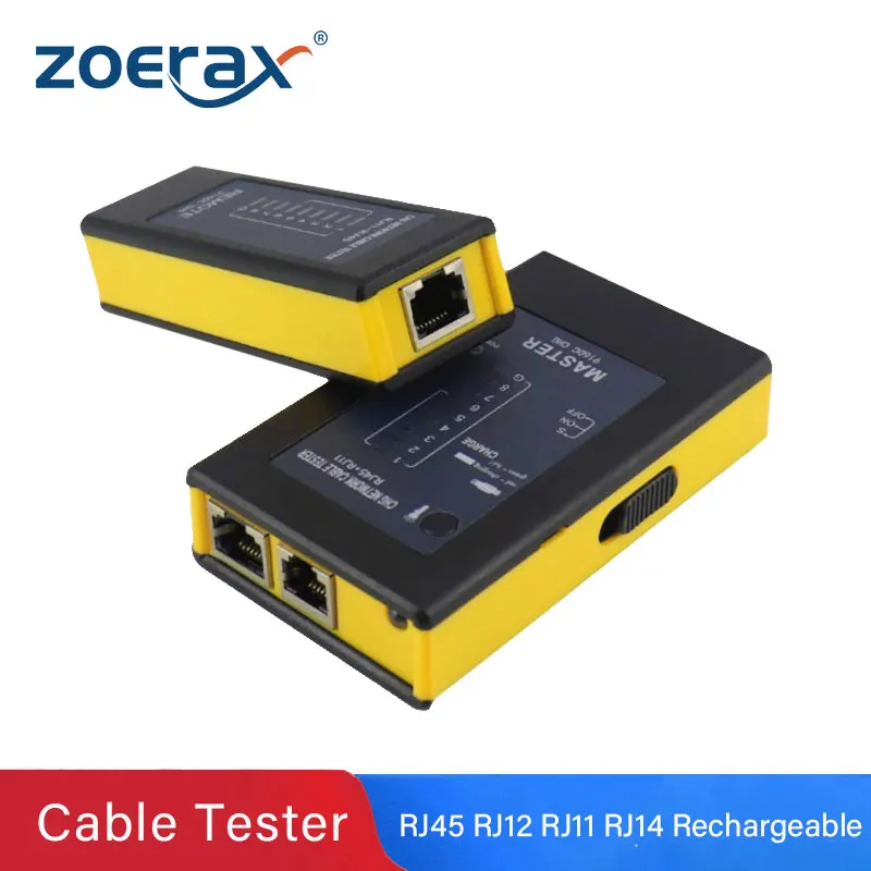 Тестер сетевого кабеля Zoerax перезаряжаемый RJ11RJ12 RJ45 LAN Ethernet инструмент для ремонта