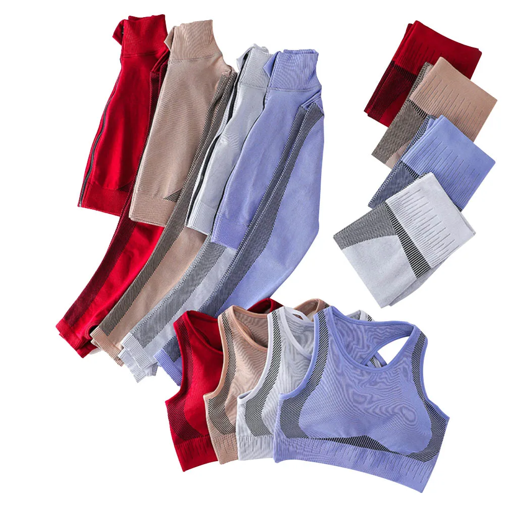 Спортивный Комплект из трех предметов женский спортивный корсет топ осень и зима