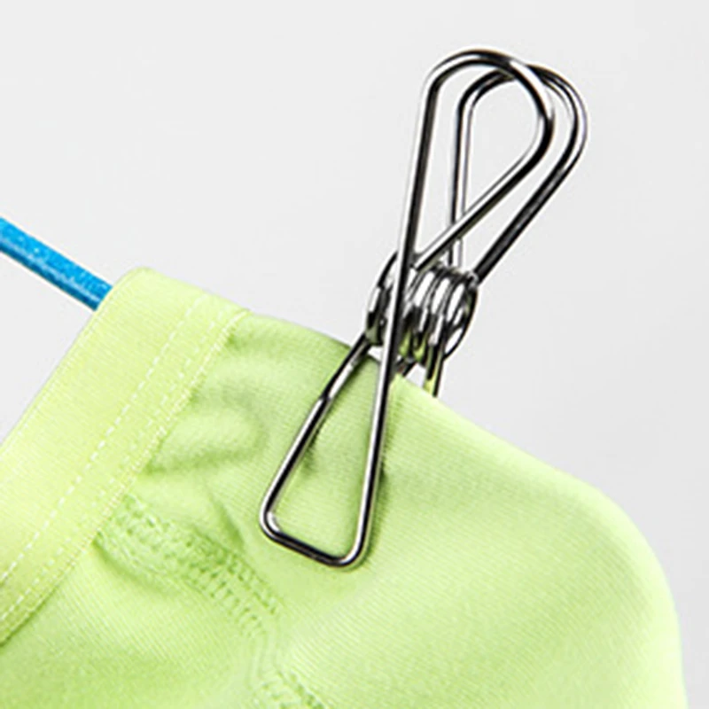 

50pcs Stainless Steel Clips High Quality Solid Multi-function Non-magnetic Windproof Sun Socks Sealing Snack Clip Size Clip