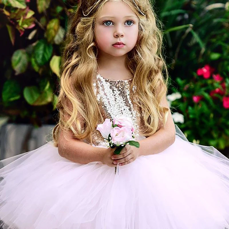 Pageant Kids Baby Girl Princess Dress Tutu Tulle Back Hollow Out Party Pink Red Ball Gown Formal Dresses Outfits | Детская одежда и