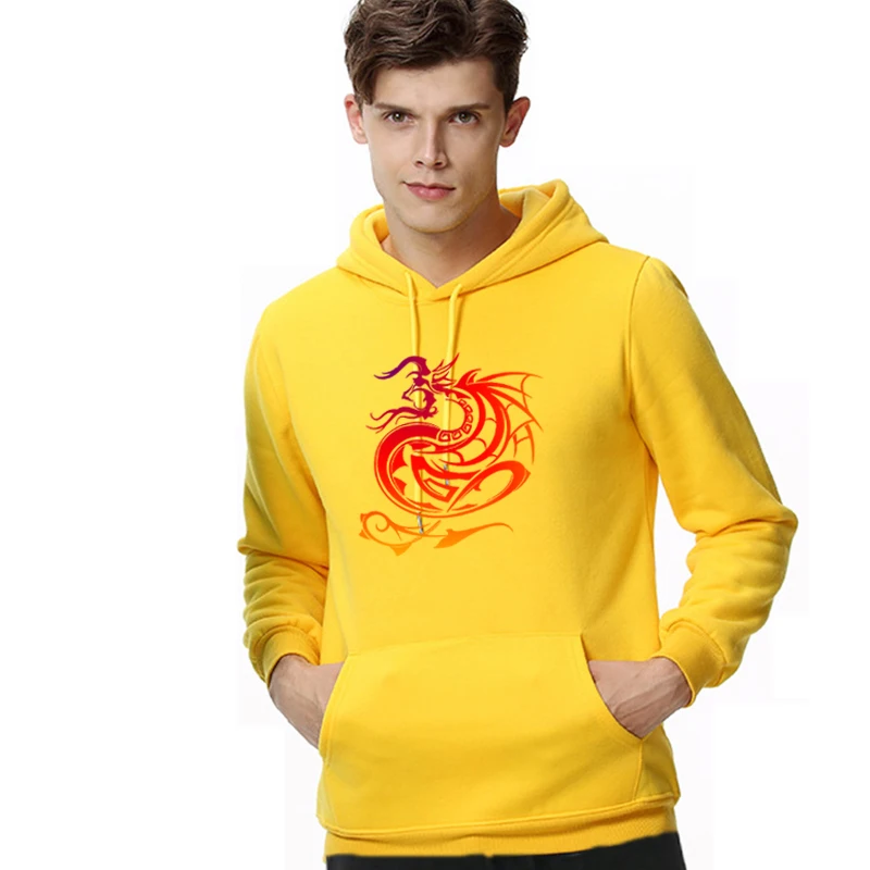 

Mens Sweatshirt Dragon Printed Long Sleeve Autumn Spring Casual Hoodies Top Boy Blouse Tracksuits Sweatshirts Hoodies Men