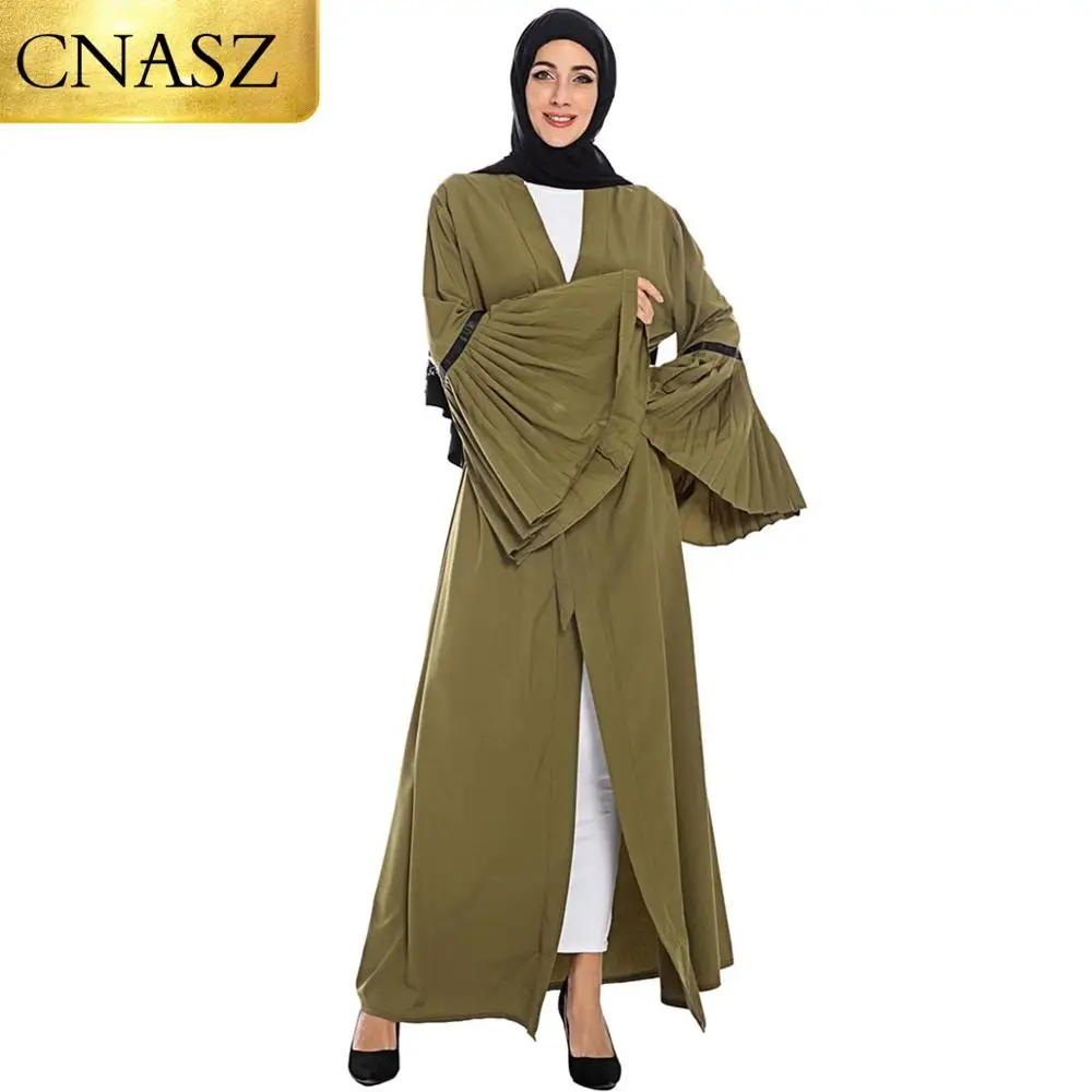 Abaya турецкий марокканский кафтан Женский Зеленый свободный рукав-труба