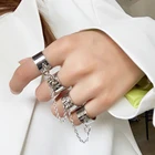 Кольцо женское, с несколькими пальцами, в стиле панк, с цепочкой, 2020