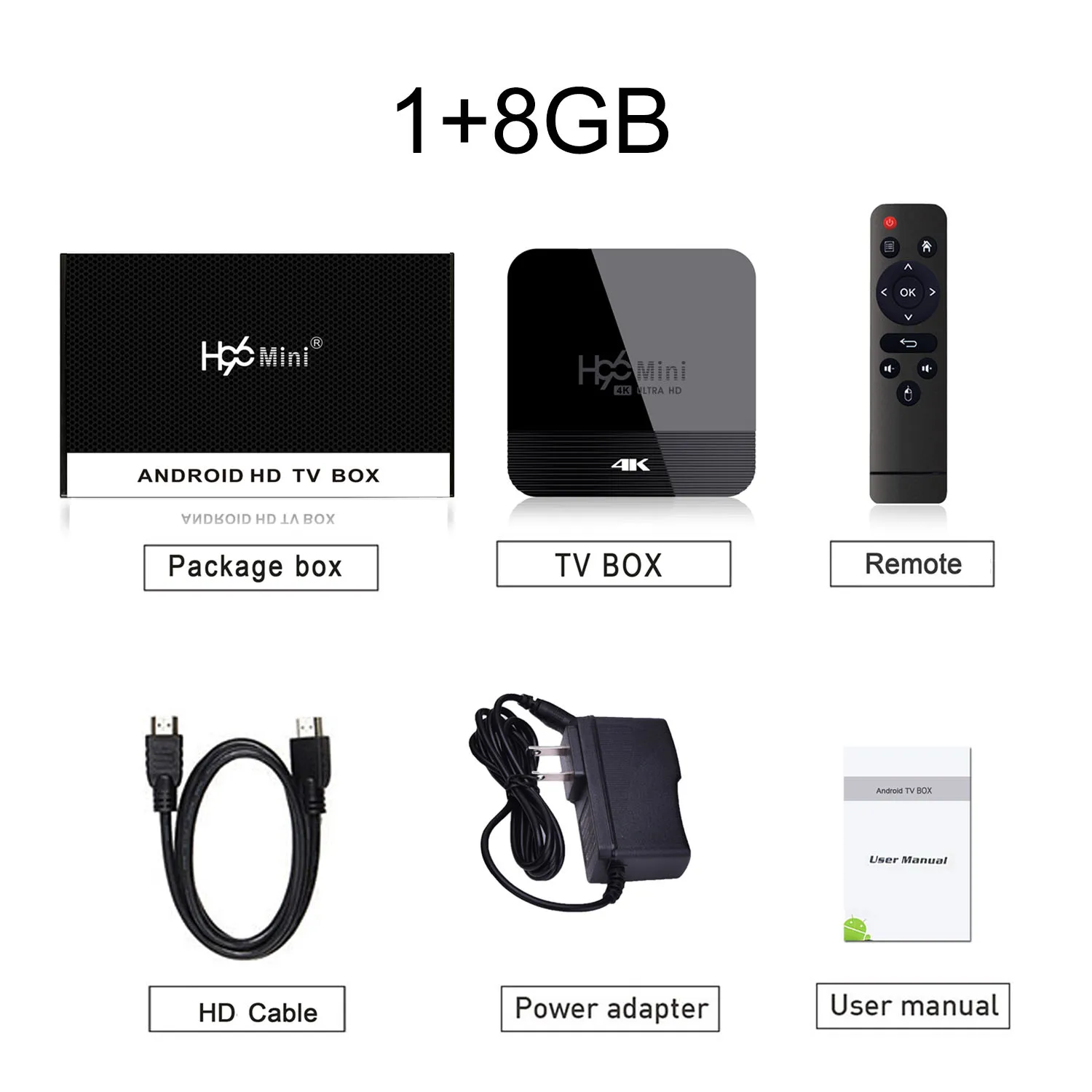 1GB 8GB H96 мини H8 Смарт ТВ приставка Android 9,0 RK3228A Qua core A7 2,4G/5G Wifi BT4.0 4K HD приставка Google плеер Youtube медиаплеер - Цвет: 1GB 8GB