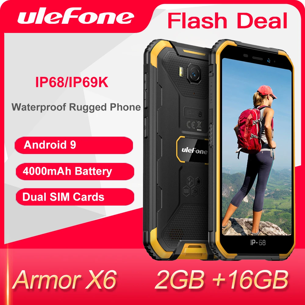 Ulefone Armor X6 IP68 Водонепроницаемый Прочный Смартфон 2 ГБ +16 Android 9 0 4000 мАч Face ID 8MP