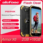 Ulefone Armor X6 IP68 Водонепроницаемый Прочный Смартфон 2 ГБ +16 ГБ Android 9,0 4000 мАч Face ID 8MP Мобильный телефон Открытый 3G Мобильный телефон