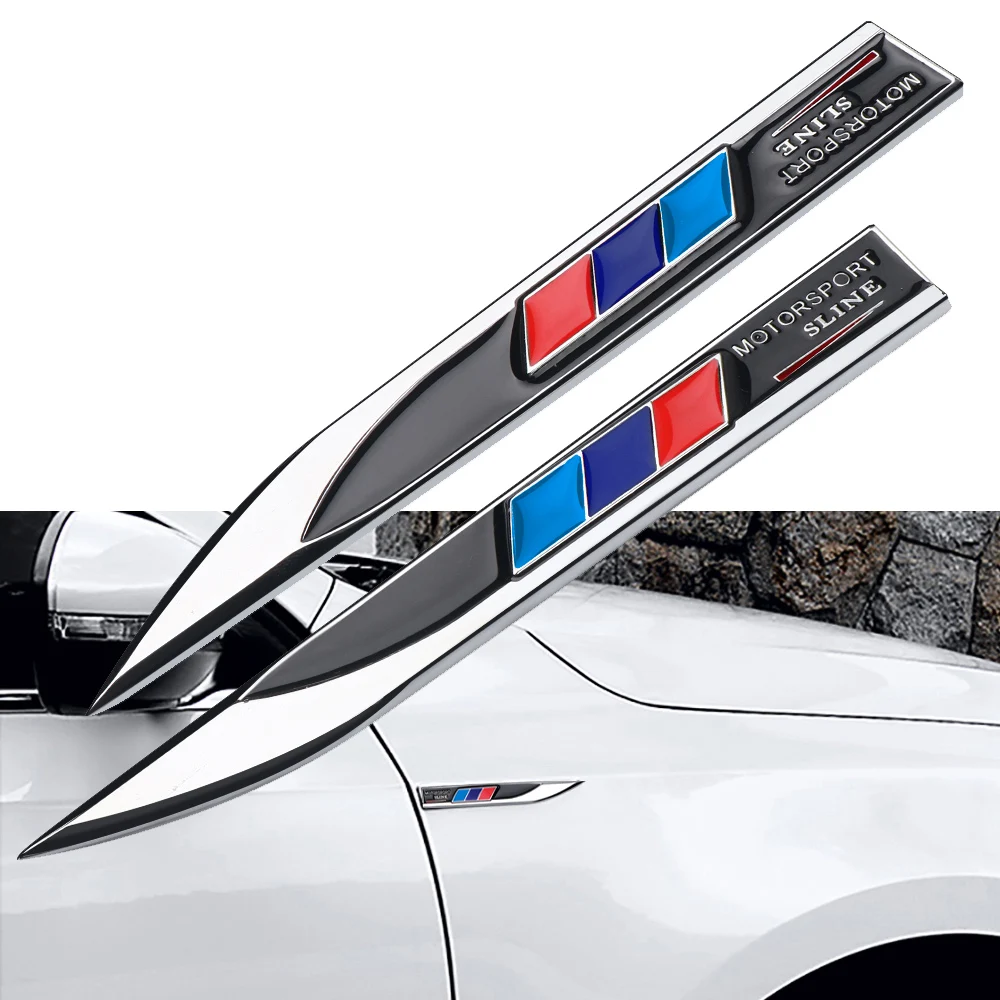 

2PCS Motorsport Sline Car body Side Emblem Badge Sticker For X1 X3 X4 X5 X6 X7 E39 e46 E60 e90 f20 e60 f10 Car accessories