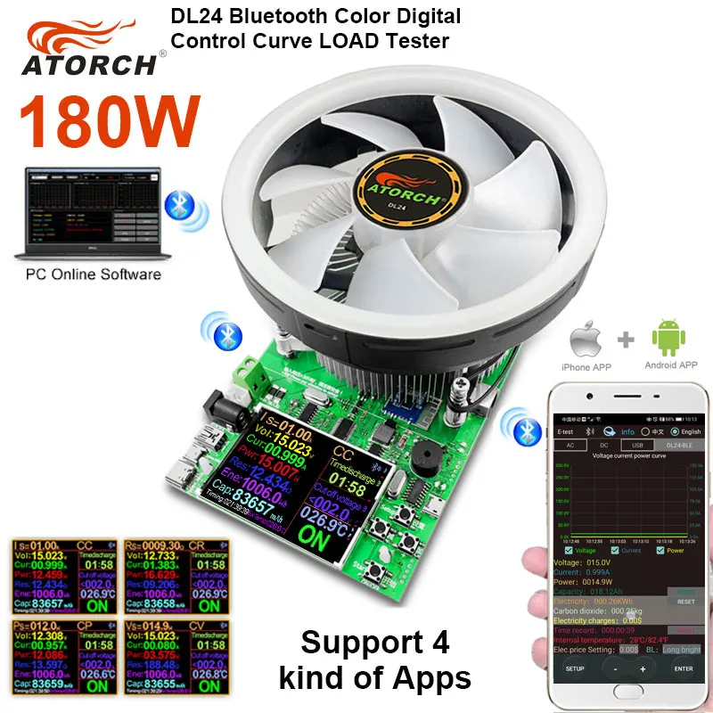 200V20A180W регулируемый постоянный ток электронная нагрузка батарея тестер usb dc 12V24V свинцово-кислотный литиевый разрядный измеритель емкости