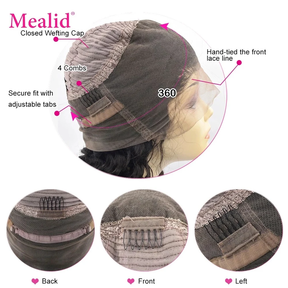 Mealid Remy 4x4 5x5 6x6 парики на сетке перуанские прямые человеческие волосы