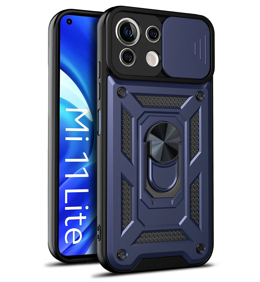 

Luxury Armor Bracket Phone Case For Xiaomi Redmi Note 11 K40 11X 11I 10 10S Lite Pro Max 5G 4G Push Window Lens Protection Cover