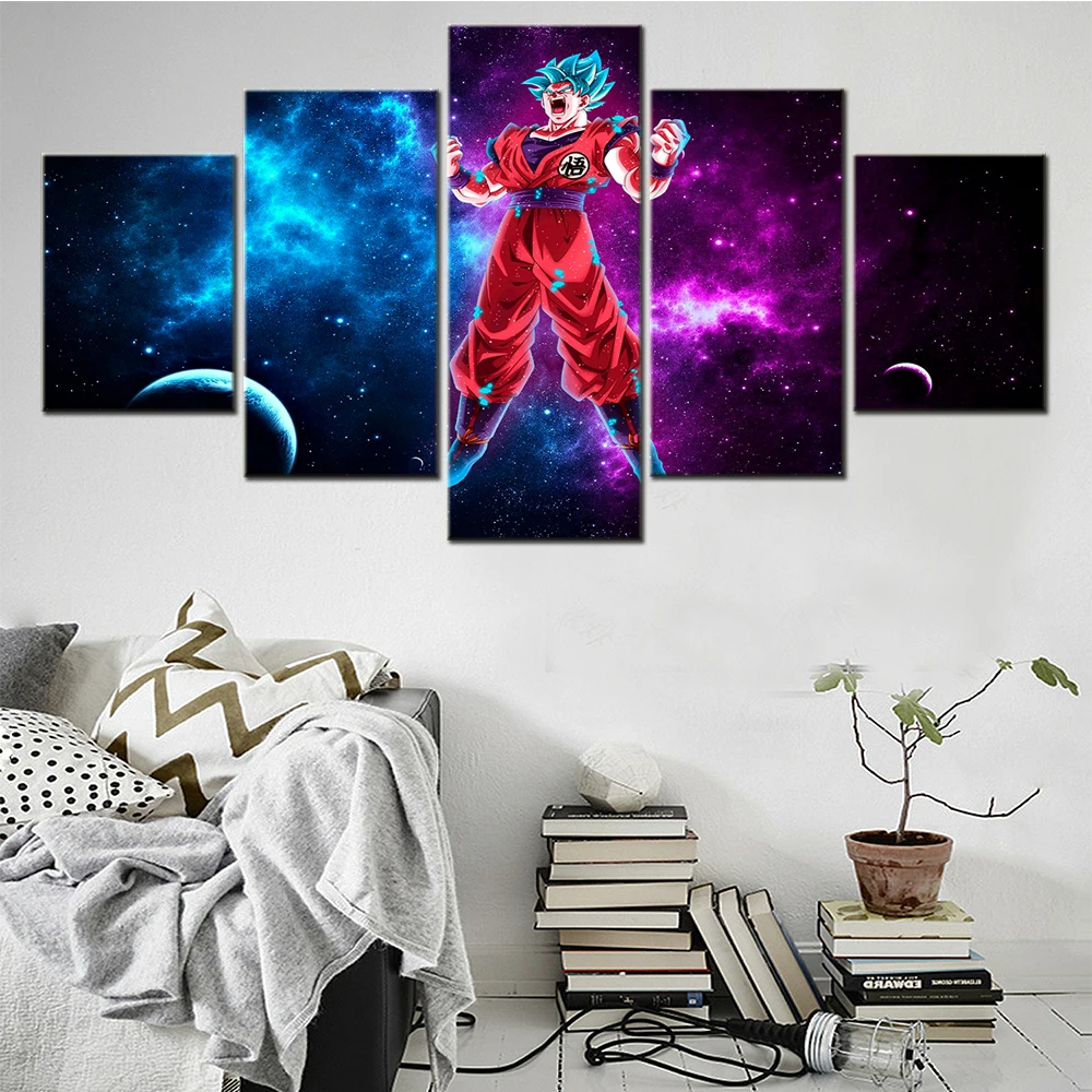 

Canvas Painting 5 Piece Anime Red Dragon Warrior Picture Art Modern Wall Decoration Living Room Posters Aesthetic Free Shipping
