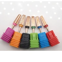 rose gold 5 in 1 carbide nail drill bits with cut 2 way drills tapered bit milling cutter for manicure nails accessories