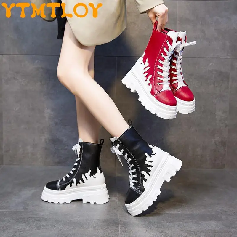 

Martin Boots Autumn And Winter 2021 New High-top Women's Shoes All-match Thick-soled Increase Fashion Short Boots Trifle Sports