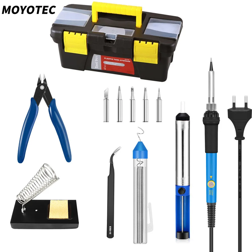 

MOYOTEC 60 Вт Регулируемая температура Электрический паяльник Комплект с Светодиодный индикатор многофункциональные инструменты для ремонта