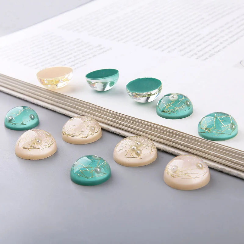 Модные геометрические круглые цветные бусины из смолы с плоской задней частью 40