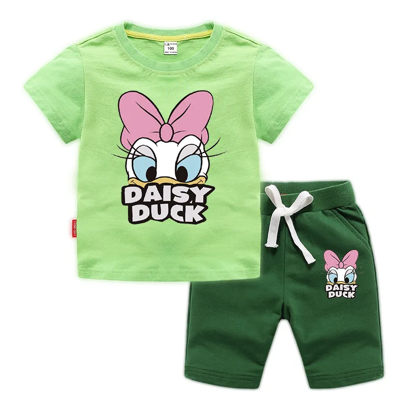 Disney Daisy Duck/Одежда для маленьких мальчиков и девочек летняя футболка с короткими