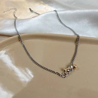 2021 new design retro hiphop chain link metal necklace with pendant silver thin chokers necklace for women hip hop punk jewelry