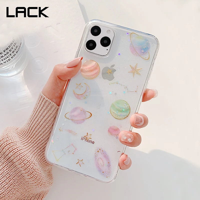 Лак Блеск Bling луна звезды планета чехол для телефона для iphone 11 11Pro Max XS Max XR X 6S 6 7 8 Plus задняя крышка Чехлы с принтом из мультфильма