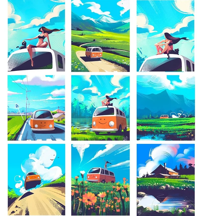 

5D DIY Full Square Diamond Painting "Country Bus" Diamond Embroidery Cross Stitch Kit Handmade Gift Wall Home Decoration