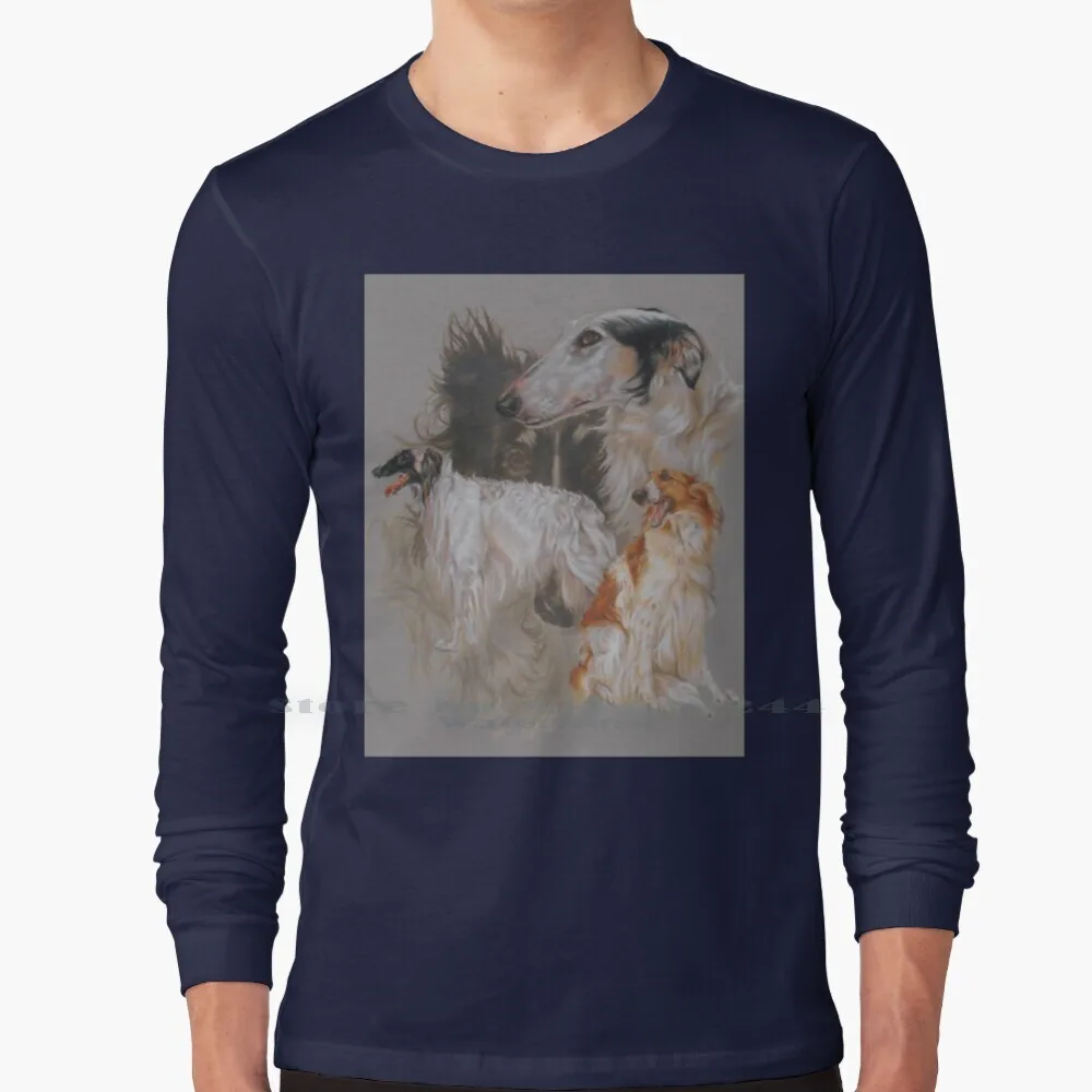 

Borzoi-Russian Wolfhound Revamp Long Sleeve T Shirt Tee Bbk0400 Hound Group Dog Pet Canine Domestic Animal Mammal Nature