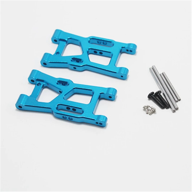

2 Set for WLtoys 1: 14 144001 RC Car Metal Steering Swing Arm Base C Rear Hub Seat Servo Pull Rod, Blue & Red