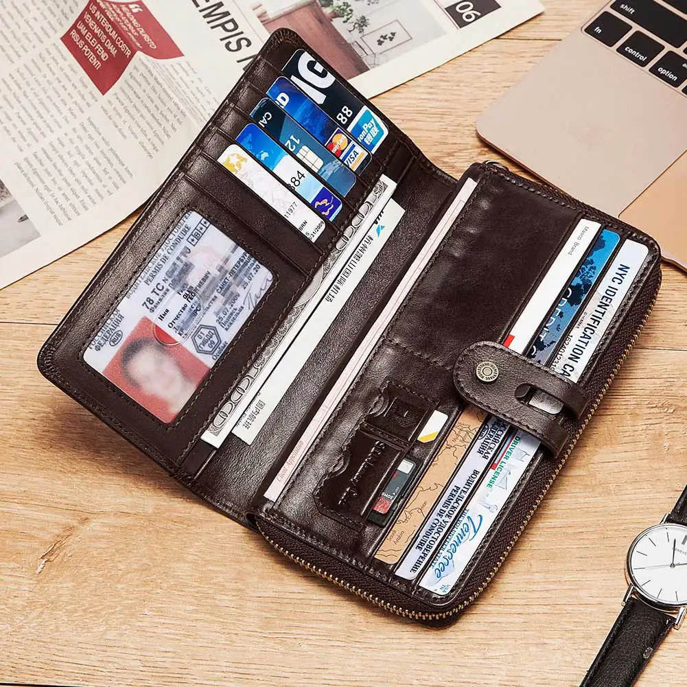Fashion Women and Men Wallets Long Style High Quality Card Holder Male Purse Zipper Large Capacity Brand Genuine Leather Wallet | Багаж и