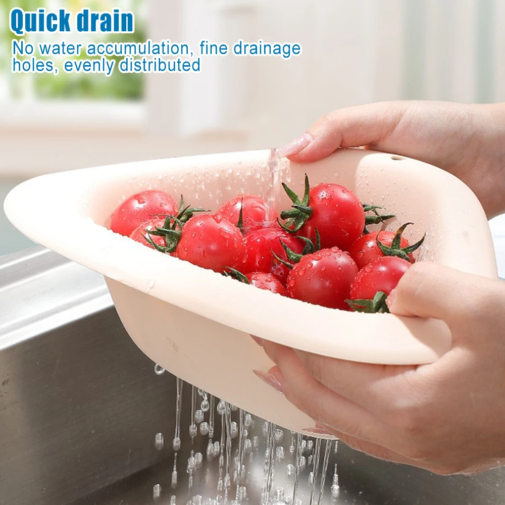 

Drain Basket Triangle Sucker Multifunctional Sink Corner Strainer Basket Sponge Holder Storage Rack for Kitchen Bathroom