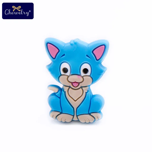 blue cat 5 шт. детский Прорезыватель собака Китай панда грызун силиконовые бусины Сделай Сам соска подвеска на цепочке-ожерелье жевательная игрушка для прорезывания зубов давайте сделаем - Цвет: blue cat