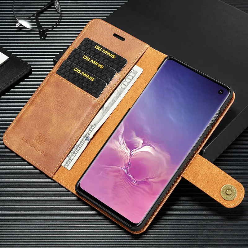 DG. Ming Роскошный кожаный чехол-бумажник для samsung S8, S9, S10, E, A6, A8 Plus, A7, A9,, A50, подставка, откидная крышка для Galaxy Note 10+ 9, 8