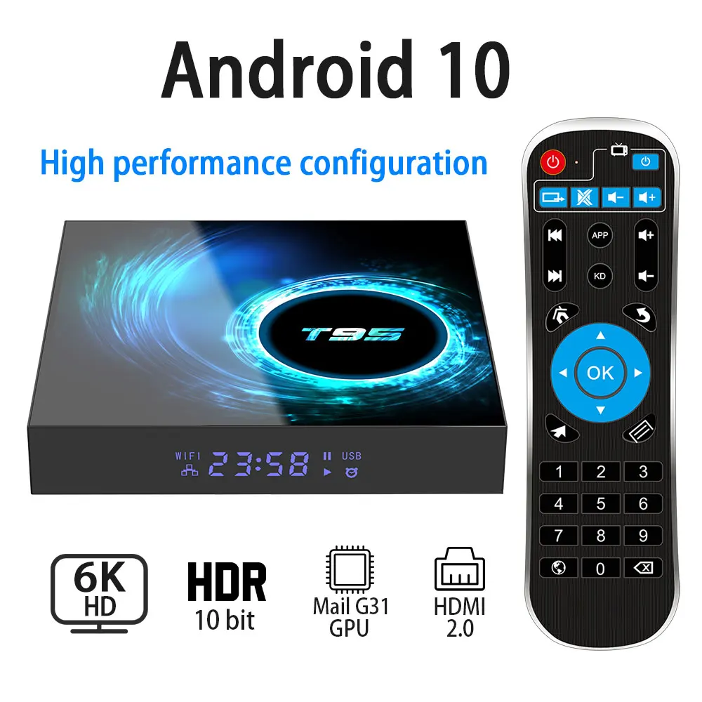 

T95 H616 Android 10.0 TV Box 6K Wifi 2.4G 4GB 64GB Youtube Quad Core 1080P H.265 Media player Set top box