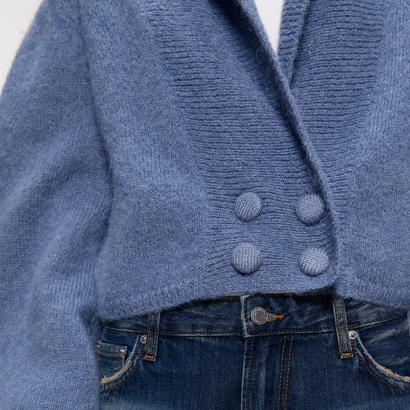 2019 ZA New Winter Sweater Cardigans Women Fashion Vintage Double Breasted Short Knitting Sweaters Hot Sale |