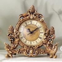 vintage resin carved clock for table european court electronic relief craft table clocks living room bedroom ornament home decor