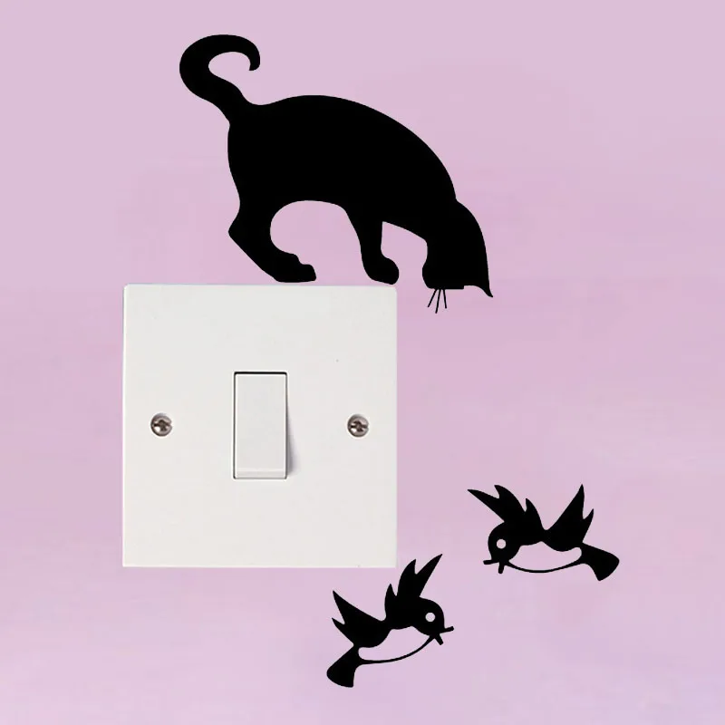 Светильник настенный выключатель Стикеры гнездо виниловые Home Decor кошка с