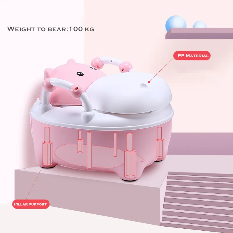 en Ucuz Bebek Lazımlık Tuvalet WC çocuk Tuvalet Eğitimi Koltuğu Sandalye Taşınabilir Sevimli Su Aygırı Tasarım Seyahat Tenceresi çocuk Tuvalet ücretsiz Lazımlık Fırça